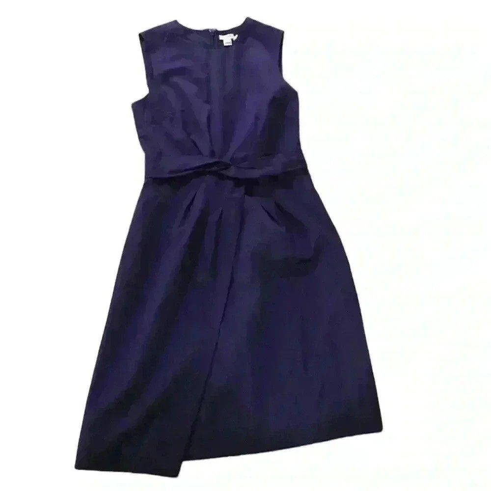 J. Crew Dress Womens 0 Navy Blue Sleeveless Front Knot Sheath Career Cocktail